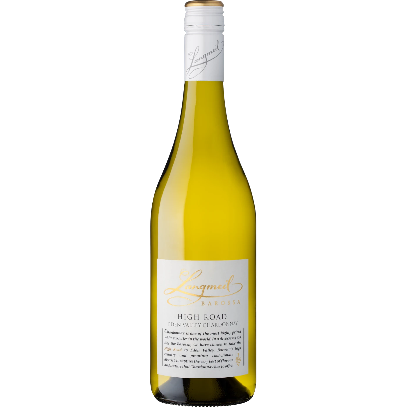 Langmeil Winery High Road Chardonnay bottle, an elegant and oaked white wine that reflects the quality of wines from the Cool Climate of Eden valley.
