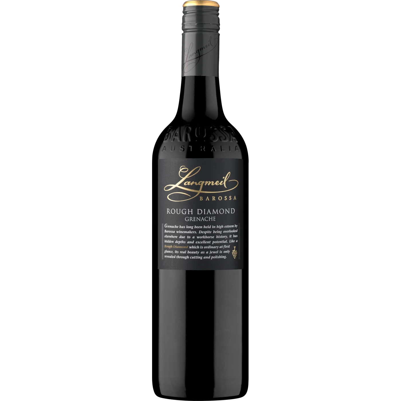 Langmeil Winery Rough Diamond Grenache bottle, a superb expression of Barossa Valley terroir, showcasing fruity and spicy notes.